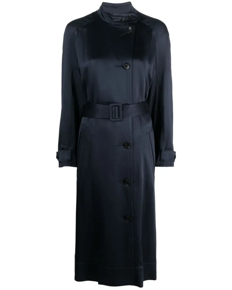 10 Corso Como Doppelreihiger Trenchcoat aus Satin Blau