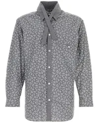 Yohji Yamamoto Hemd mit Blumen-Print Grau