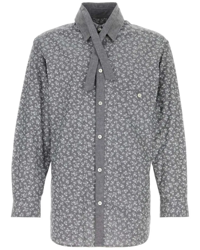 Yohji Yamamoto floral-print cotton shirt Grau