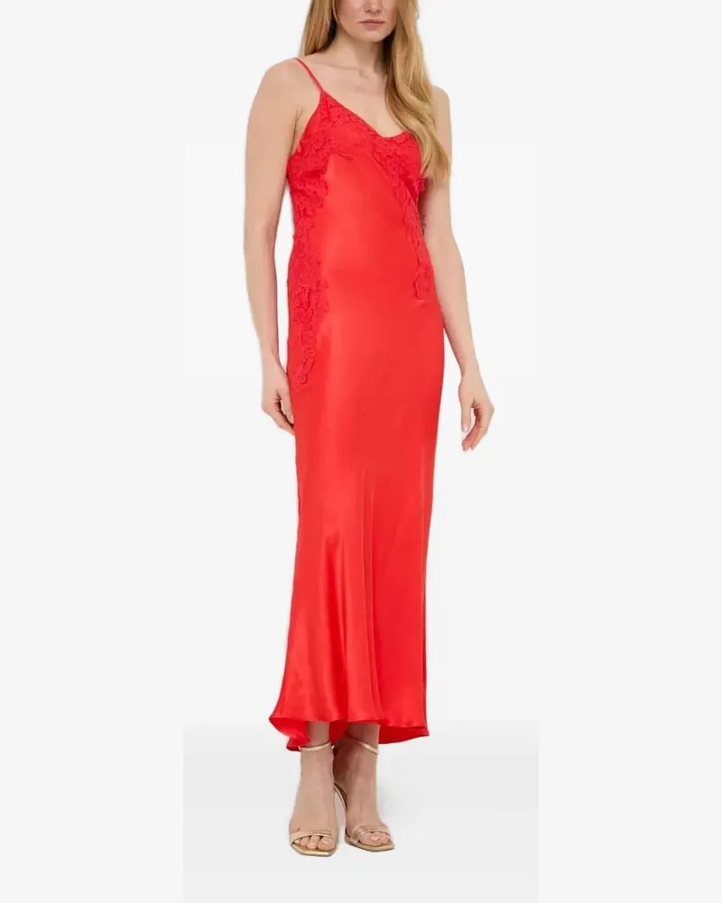 Bardot Camisole-Midikleid mit Spitzeneinsatz - Rot Rot