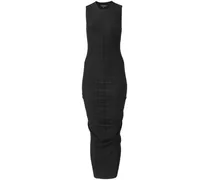 merino-wool twisted midi dress - Schwarz