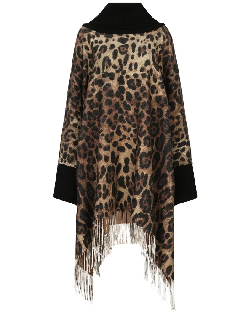 Dolce & Gabbana Poncho mit Leoparden-Print - Braun Braun