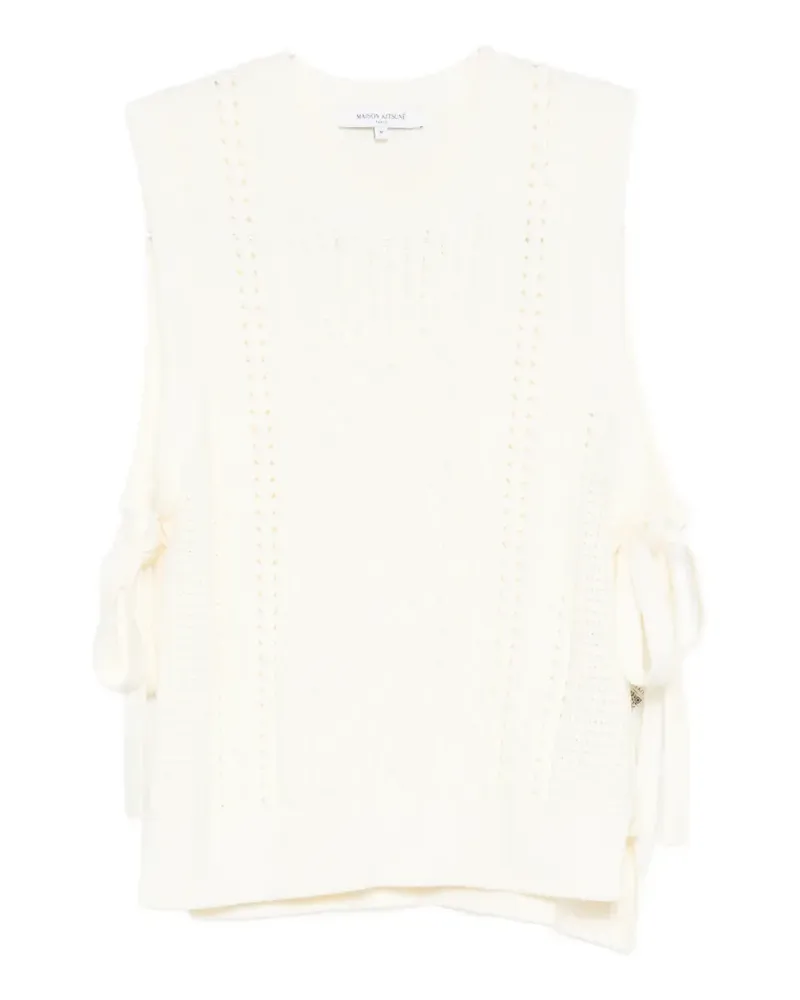 Kitsuné cable-knit tie-side vest - Weiß Weiß