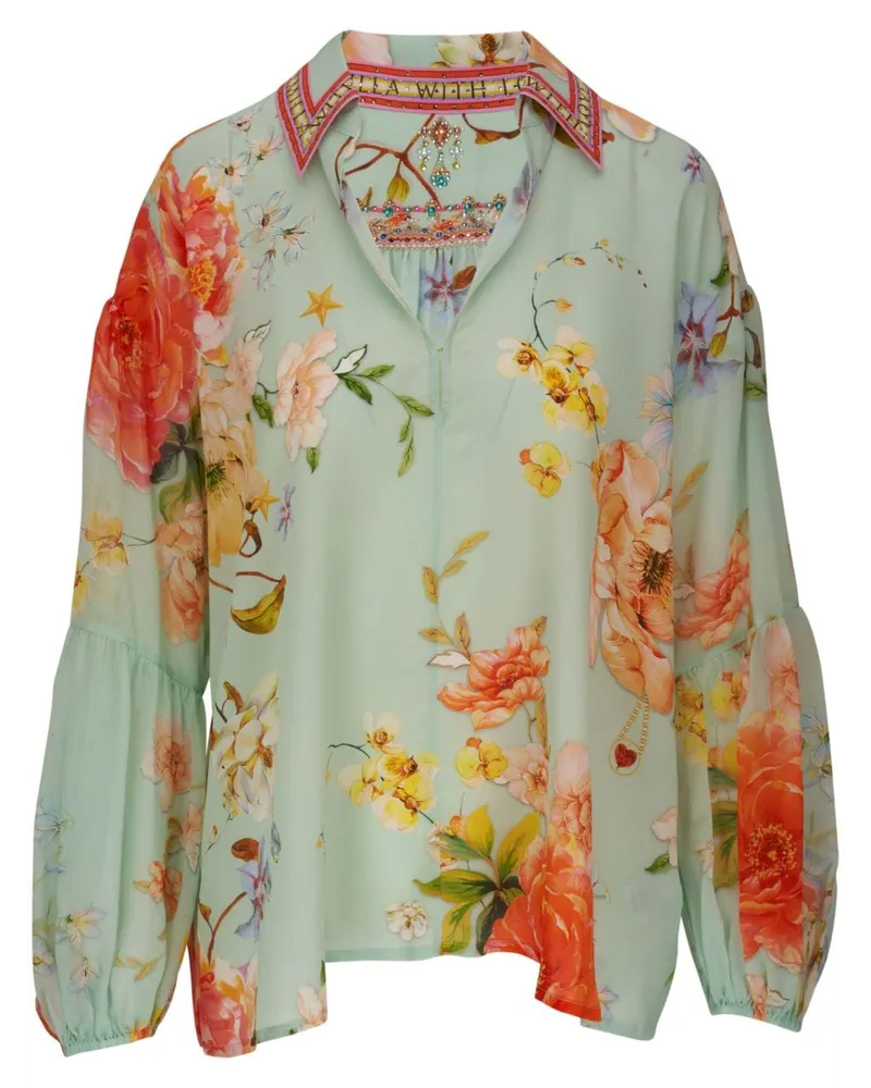Camilla Seidenbluse mit Blumen-Print - Mehrfarbig Mehrfarbig