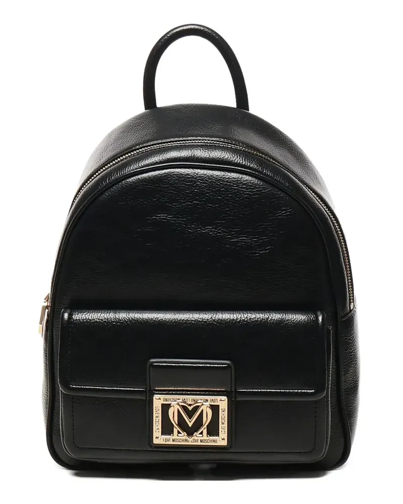 Moschino Rucksack mit Logo-Schild - Schwarz Schwarz