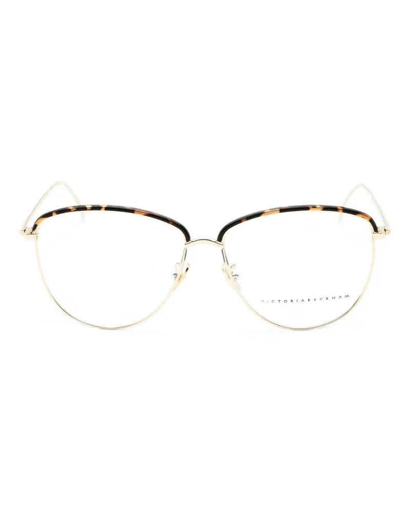 Victoria Beckham Ovale Brille in Schildpattoptik - Gold Gold