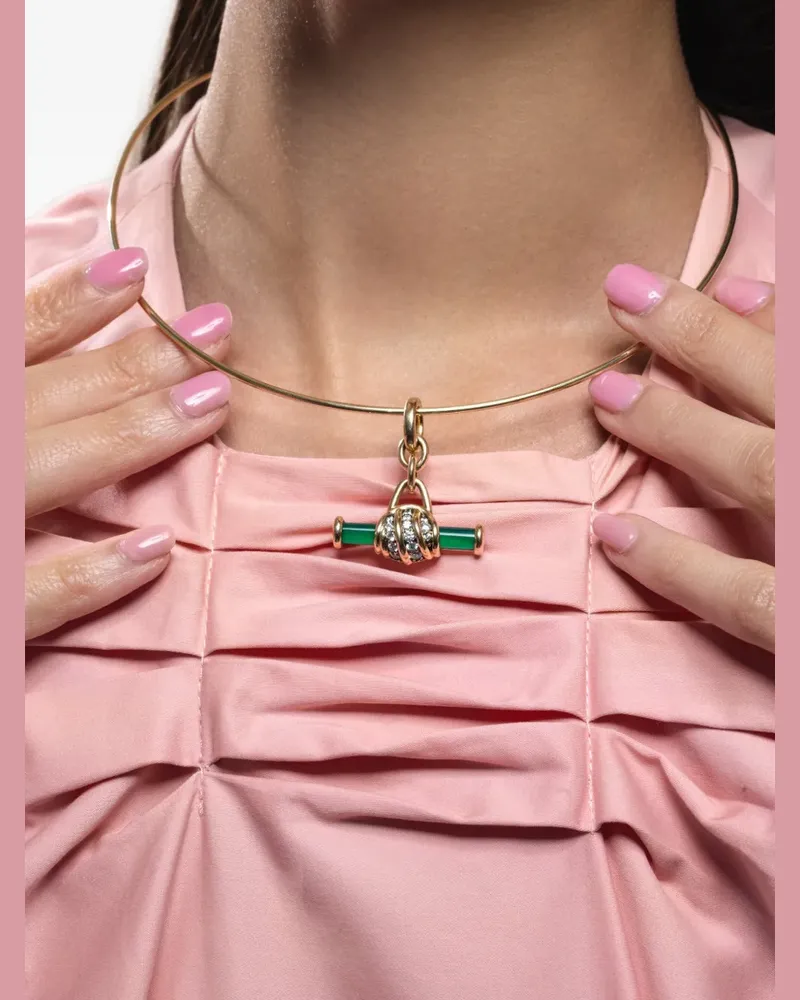 Mason and Books diamond green-onyx pendant - Gold Gold