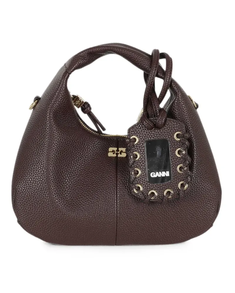 Ganni mini grained-texture tote bag - Braun Braun