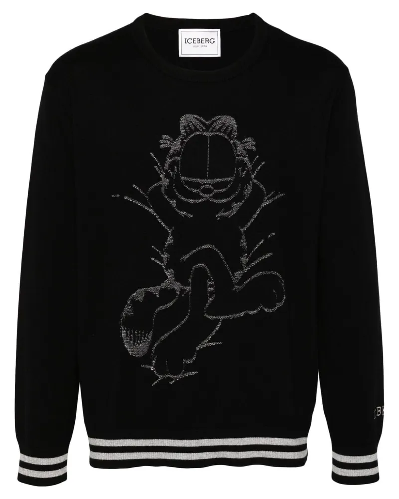 Iceberg x Garfield Jacquard-Pullover Schwarz