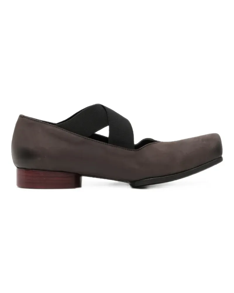 Uma Wang cross-strap leather ballet flats - Braun Braun
