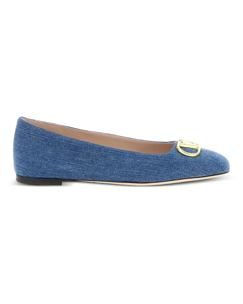Valentino Garavani VLogo Signature denim ballet flats - Blau Blau