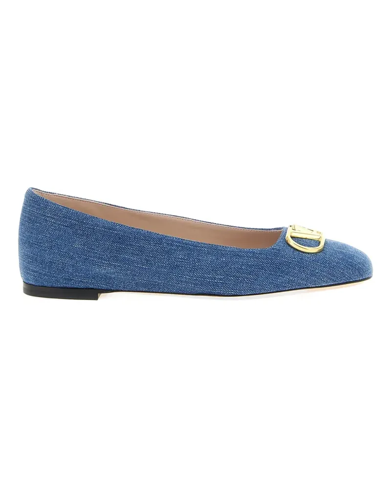 Valentino Garavani VLogo Signature denim ballet flats - Blau Blau