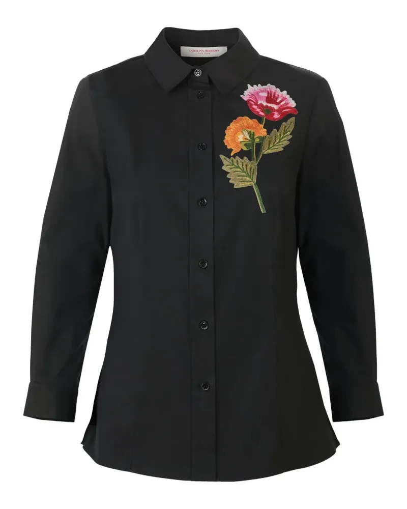 Carolina Herrera New York floral-embroidered Icon shirt - Schwarz Schwarz