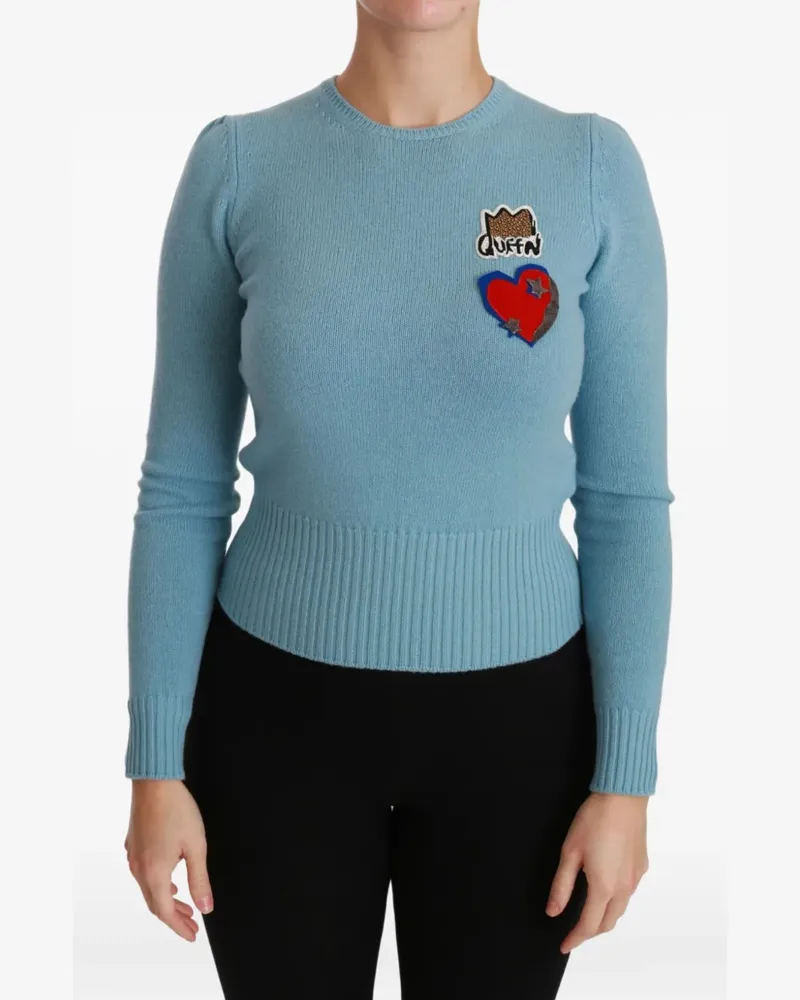 Dolce & Gabbana Schmaler Pullover mit Herz-Patch - Blau Blau