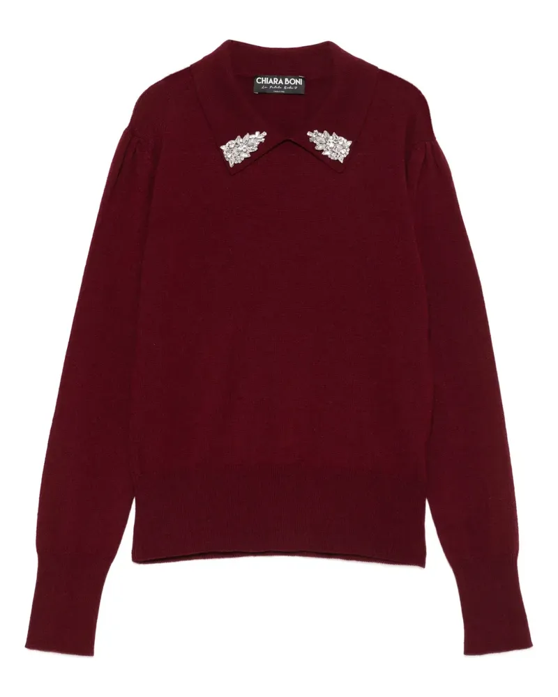 Chiara Boni Pullover mit Kristallen - Rot Rot