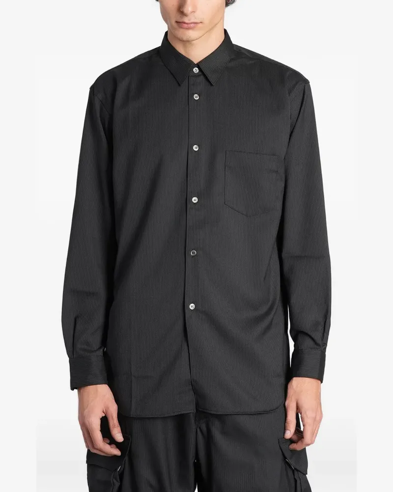 Comme des Garçons Gestreiftes Hemd mit aufgesetzter Tasche - Schwarz Schwarz