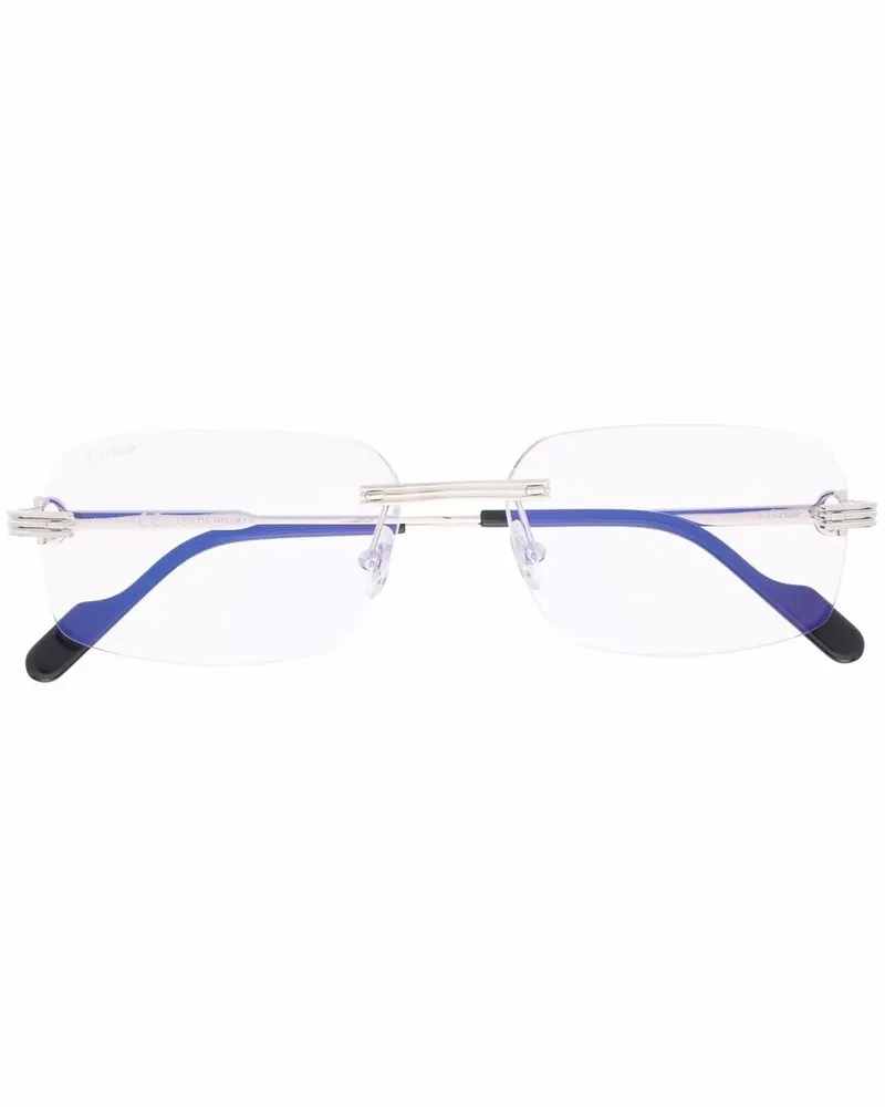 Cartier Schmale Brille mit eckigem Gestell - Silber Silber