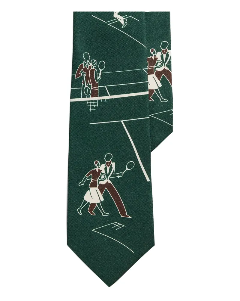 Ralph Lauren Deco Tennis Krawatte mit Scenic-Print - Grün Grün