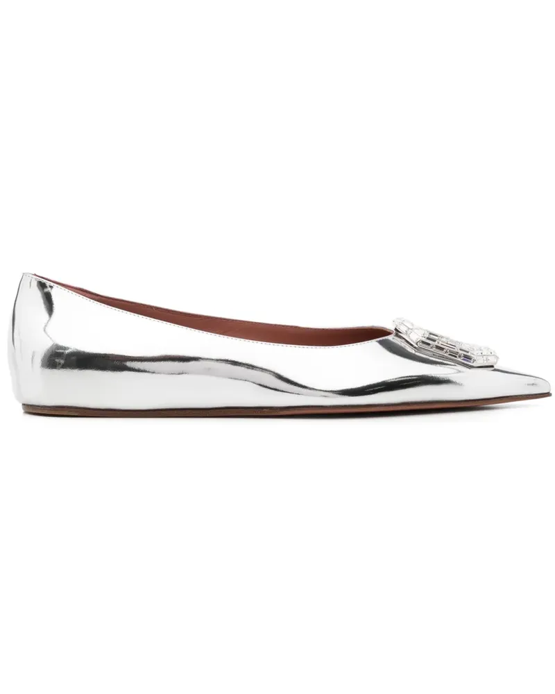 Amina Muaddi Ballerinas mit Kristallen - Silber Silber