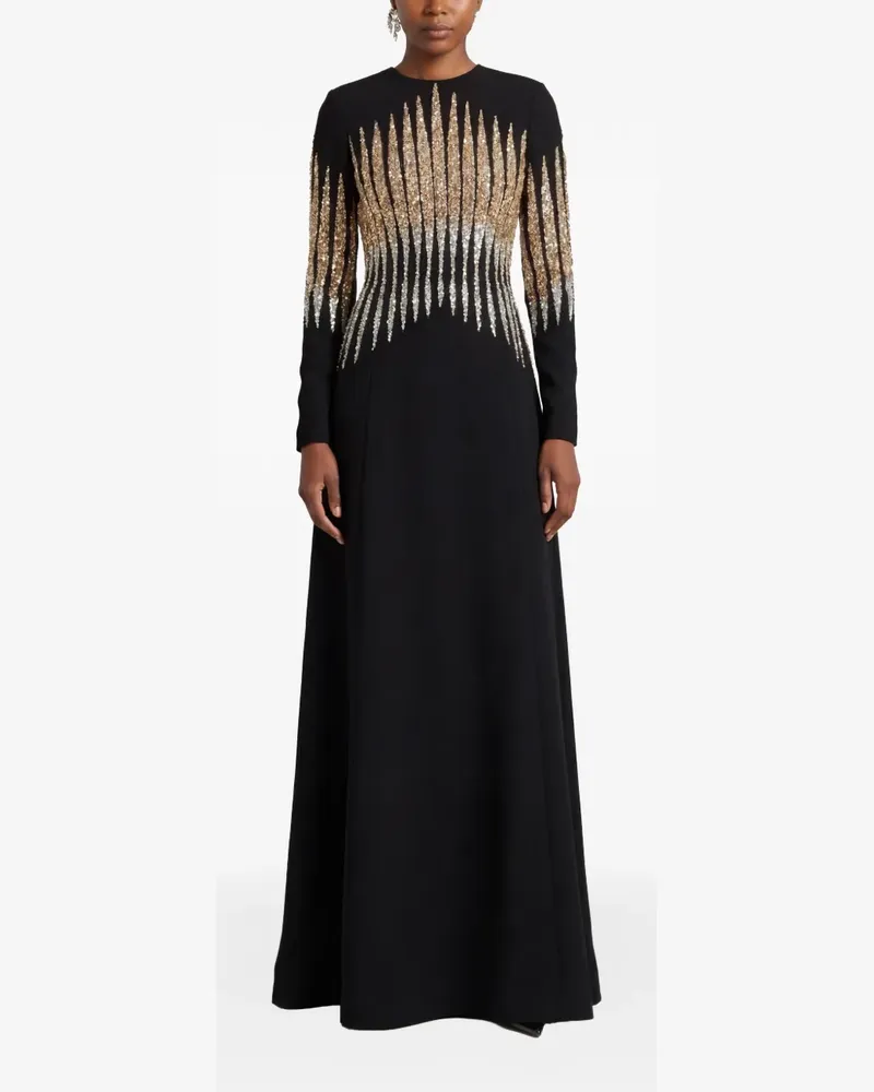 Dina Melwani Maxikleid mit Kristallverzierung - Schwarz Schwarz