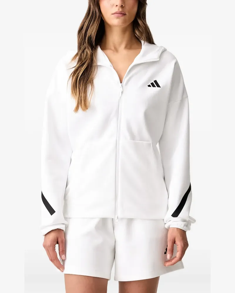 adidas logo-print zip-up hoodie - Weiß Weiß