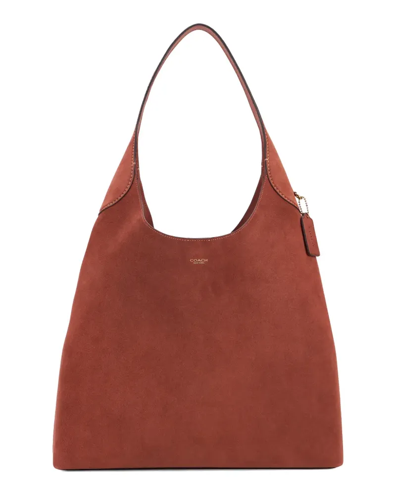 Coach Brooklyn 39 suede logo-print tote bag - Braun Braun