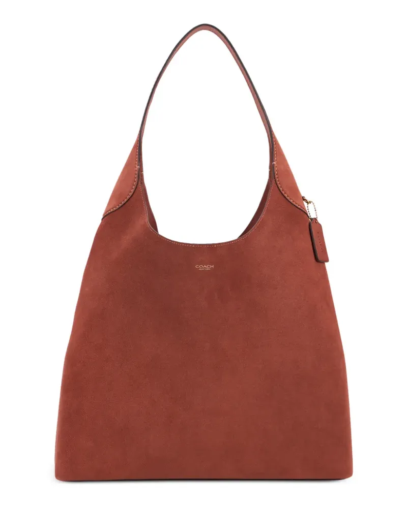 Coach Brooklyn 39 suede logo-print tote bag - Braun Braun