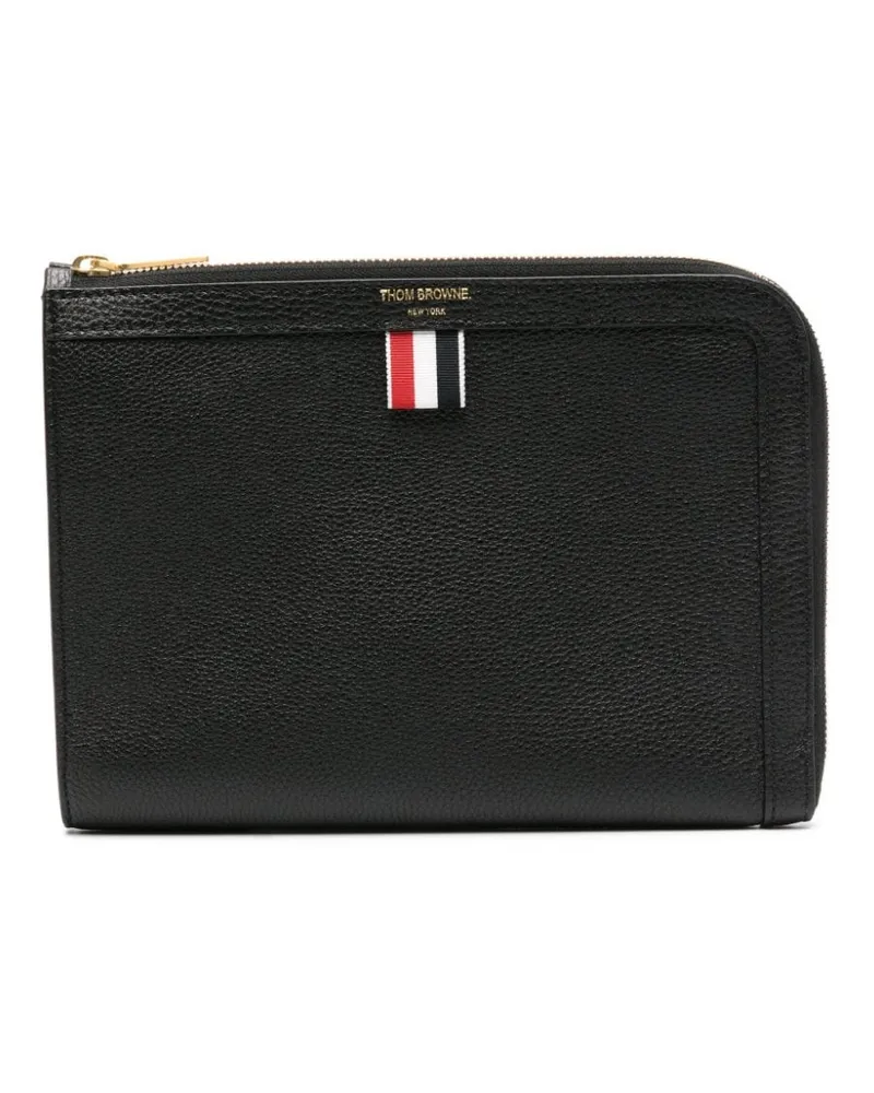 Thom Browne Mini Dokumentenmappe mit Seitenfalten Schwarz