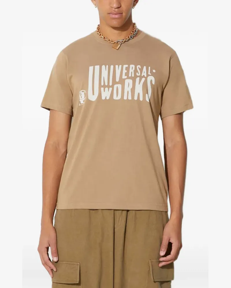 Universal Works T-Shirt mit Logo-Print - Nude Nude