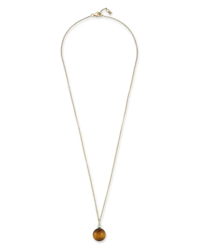 MATEO 14kt Tigerauge Gelbgoldhalskette mit Diamanten Gold