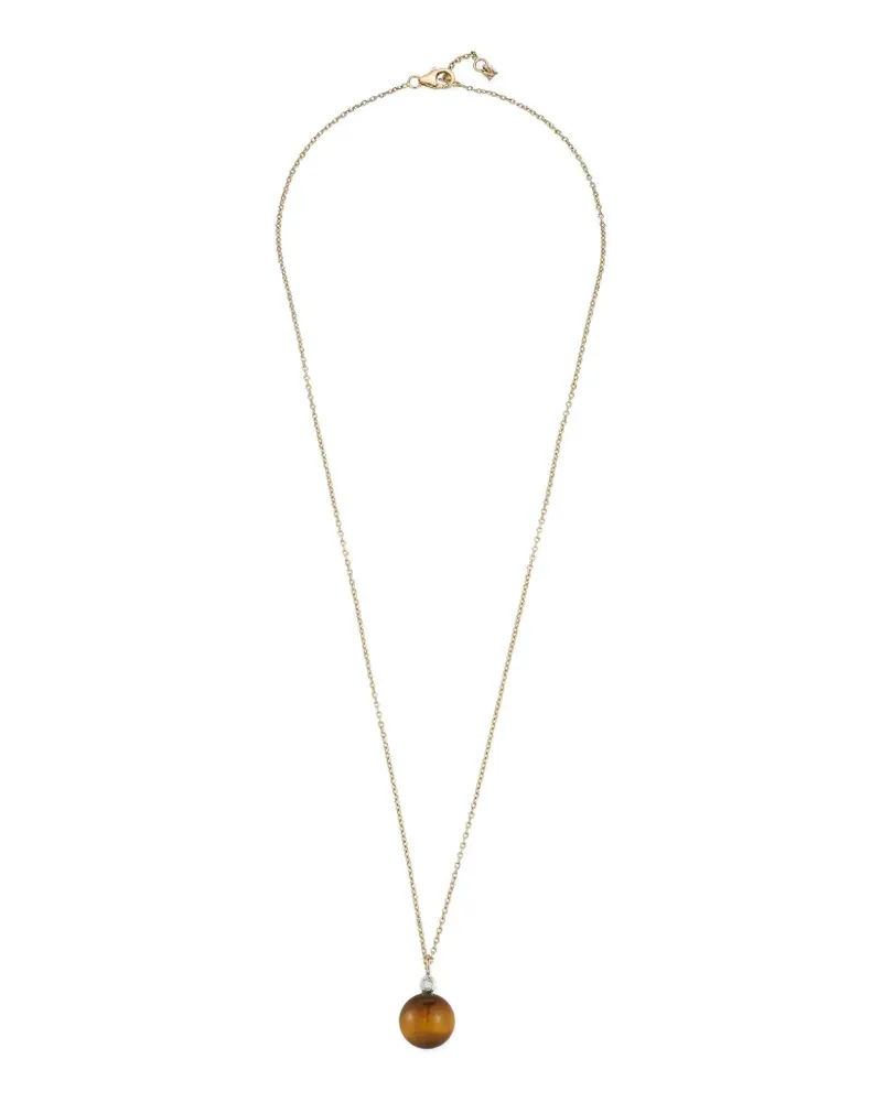 MATEO 14kt Tigerauge Gelbgoldhalskette mit Diamanten Gold