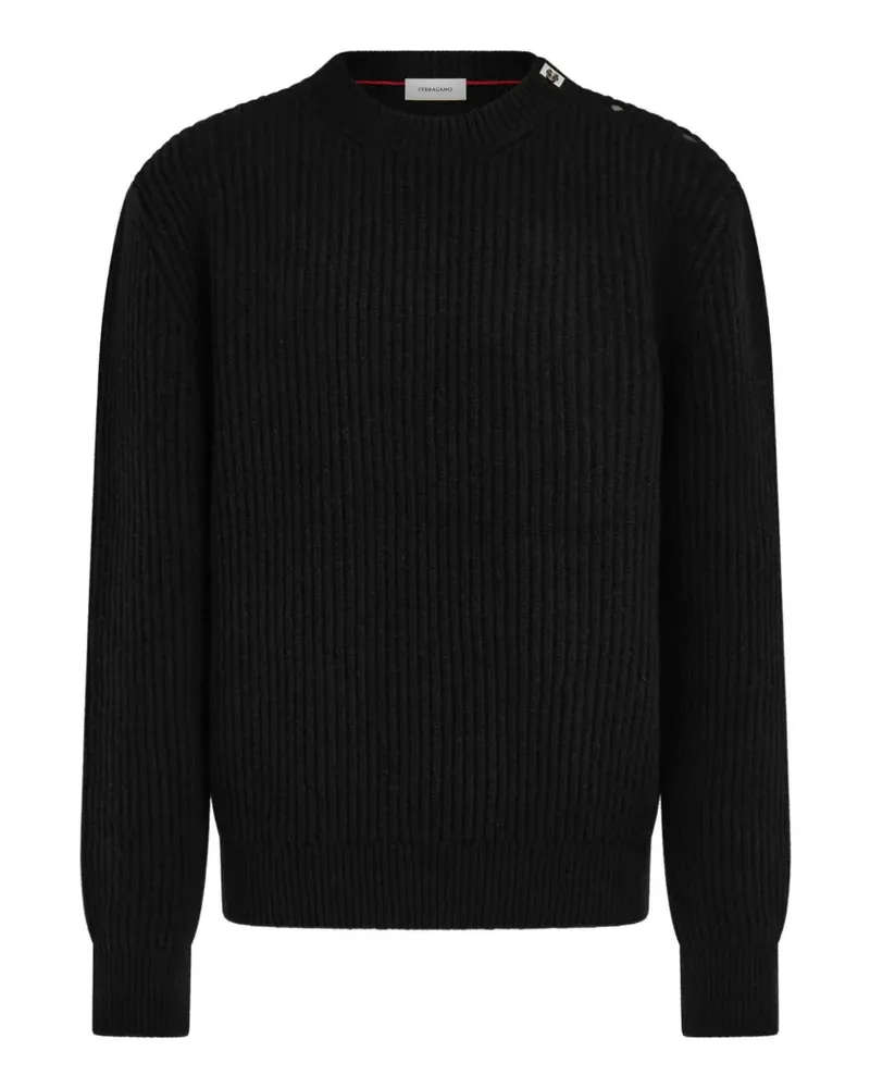 Ferragamo Gerippter Pullover mit Hug-Schnalle - Schwarz Schwarz