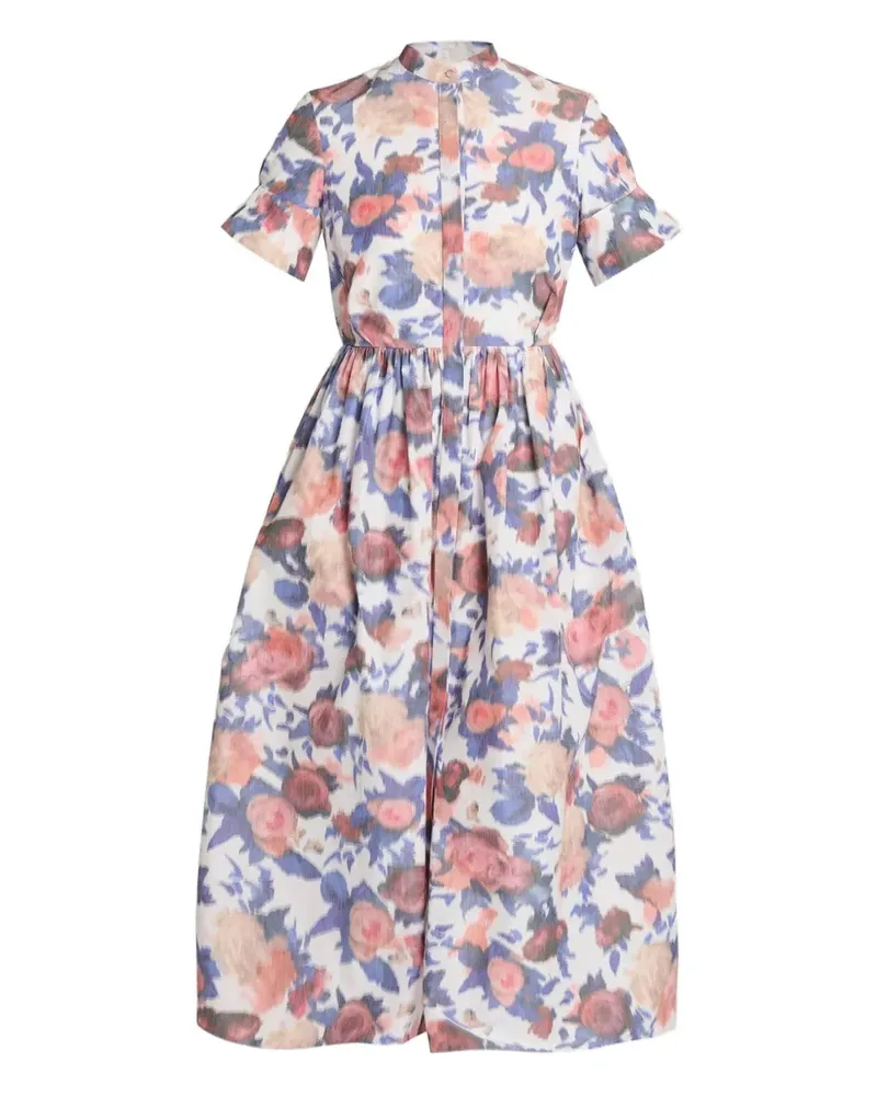 Erdem Midikleid mit Blumen-Print - Blau Blau