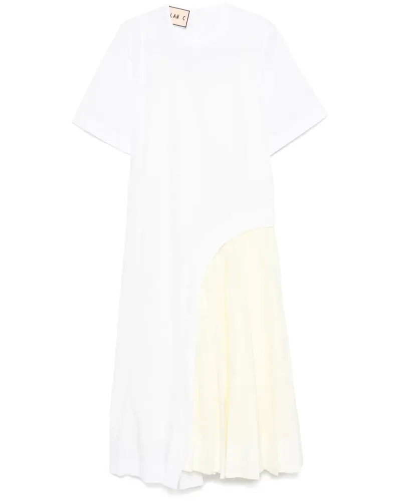 PLAN C Midikleid mit Falteneinsatz - Weiß Weiß
