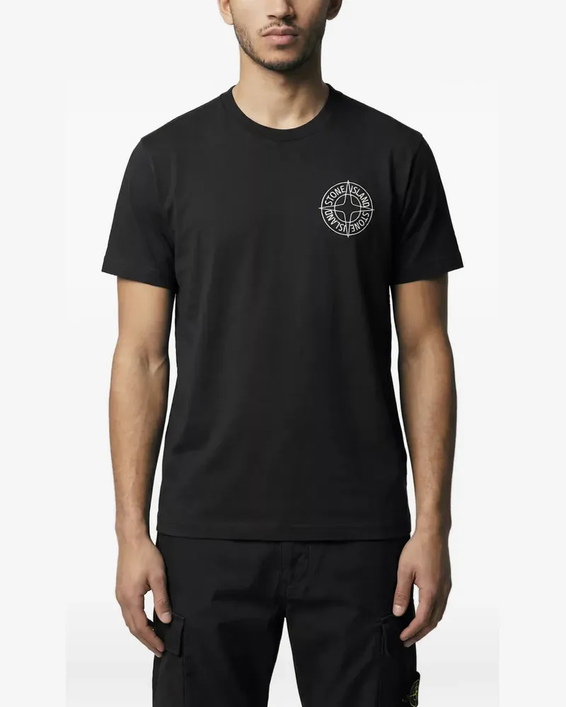 Stone Island logo-print T-shirt - Schwarz Schwarz