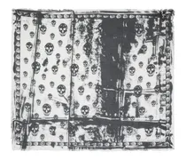 Ausgefranster Schal mit Totenkopf-Print