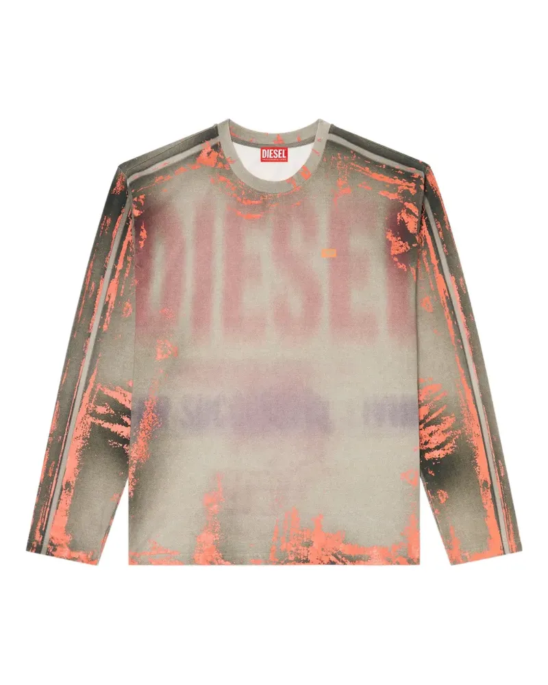 Diesel Langarmshirt aus Jersey mit Riss-Effekt - Grau Grau