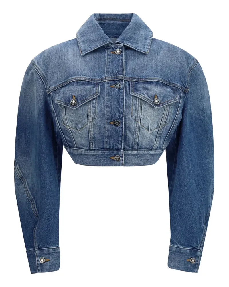 Givenchy open-back cotton cropped jacket - Blau Blau