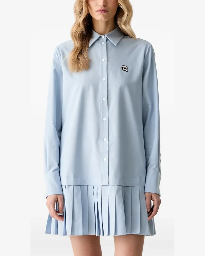 Karl Lagerfeld pleated long-sleeve mini dress - Blau Blau