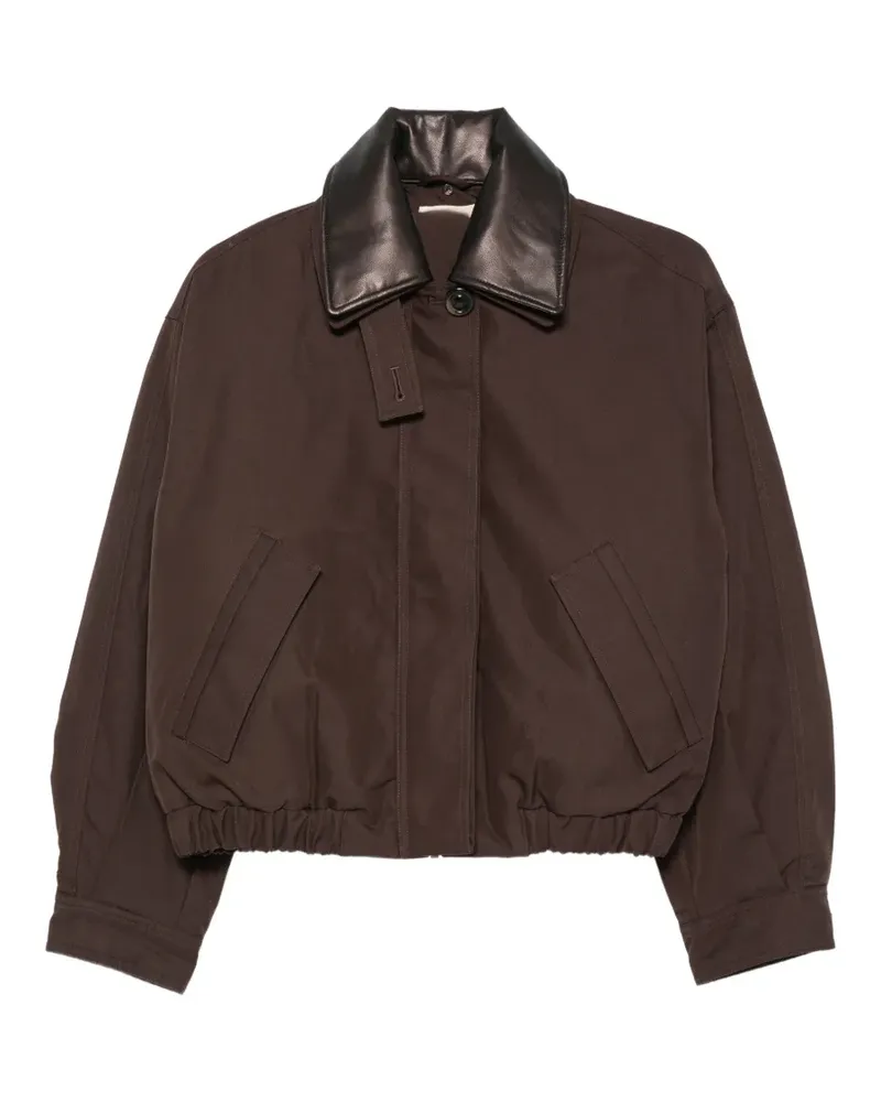 Sessùn leather effect-collar bomber jacket - Braun Braun