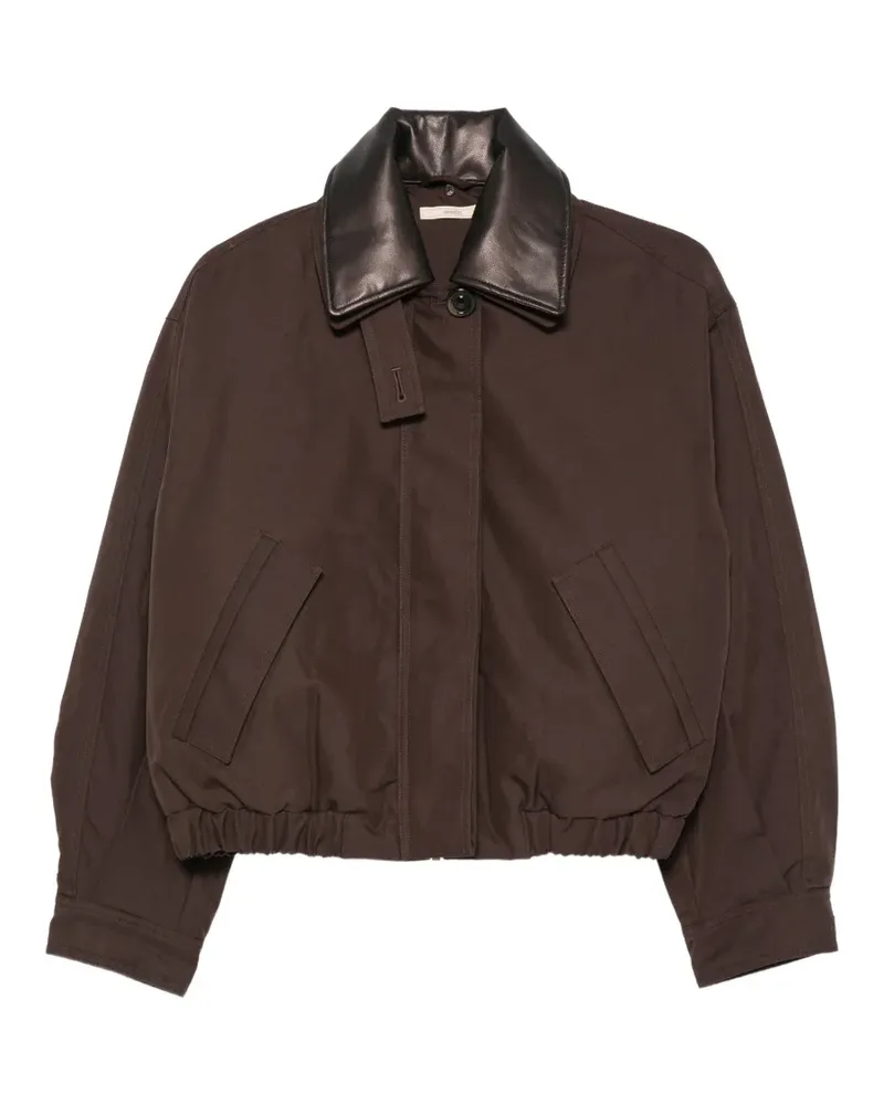 Sessùn leather effect-collar bomber jacket - Braun Braun