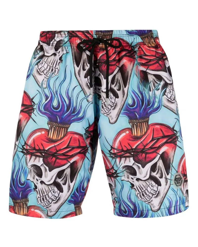 Philipp Plein Love Tattoo Badeshorts - Blau Blau