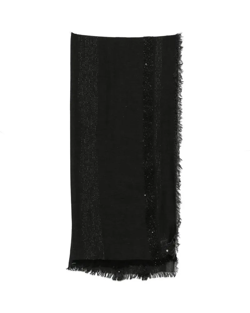 Lorena Antoniazzi sequin-embellished frayed scarf - Schwarz Schwarz
