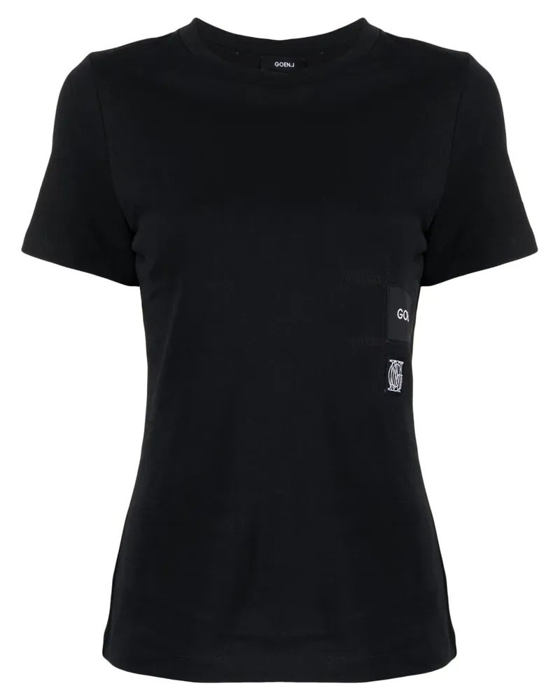 GOEN.J T-Shirt mit Logo-Print - Schwarz Schwarz