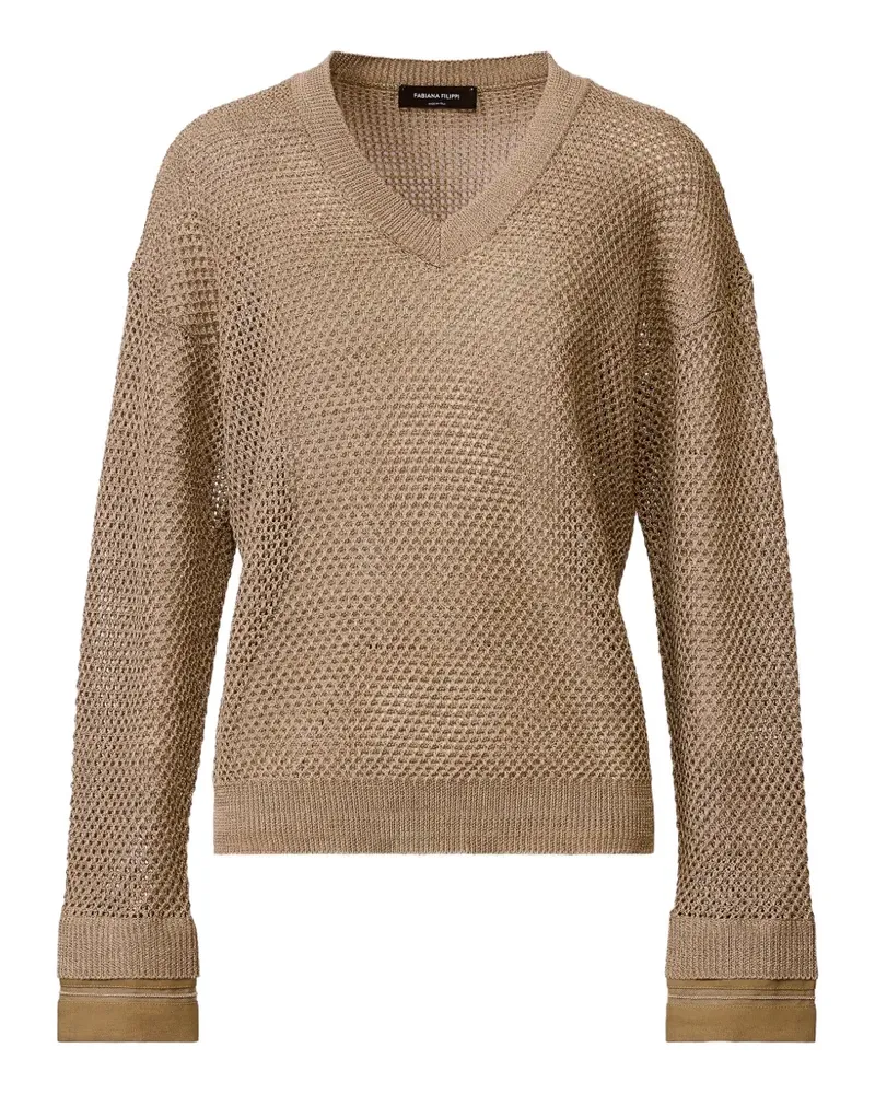 Fabiana Filippi V-neck long-sleeve sweater - Braun Braun