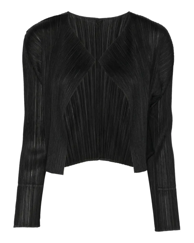 Issey Miyake Plissierte Jacke im Layering-Look - Schwarz Schwarz