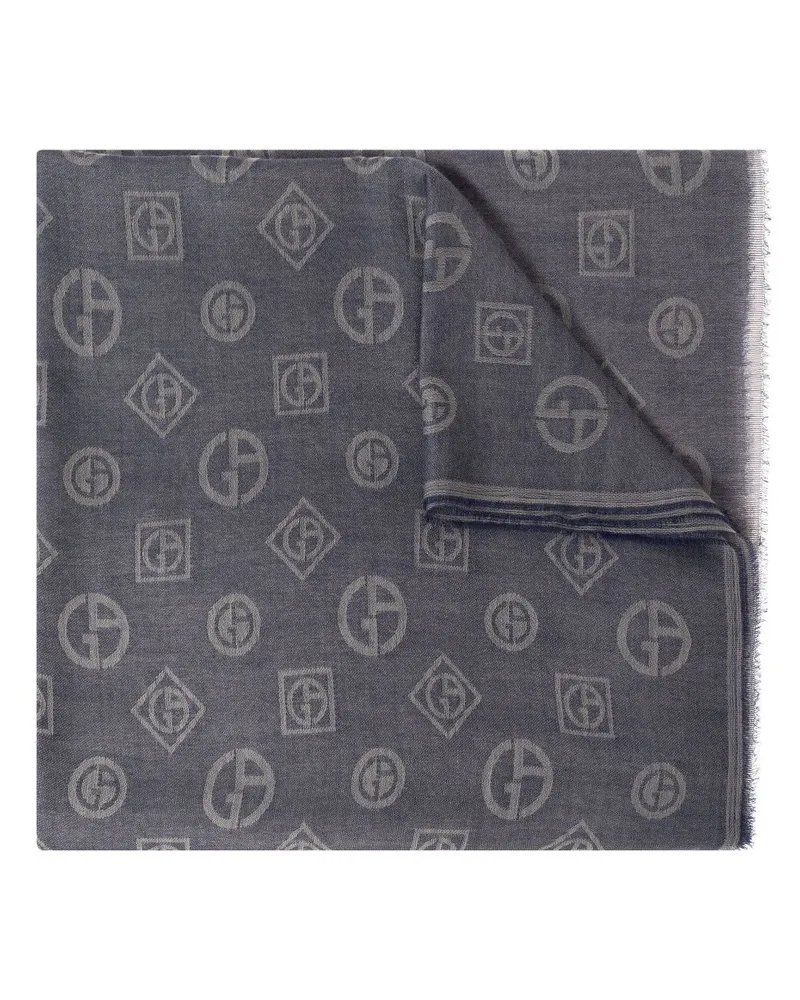 Giorgio Armani Jacquard-Schal mit Monogrammmuster - Blau Blau