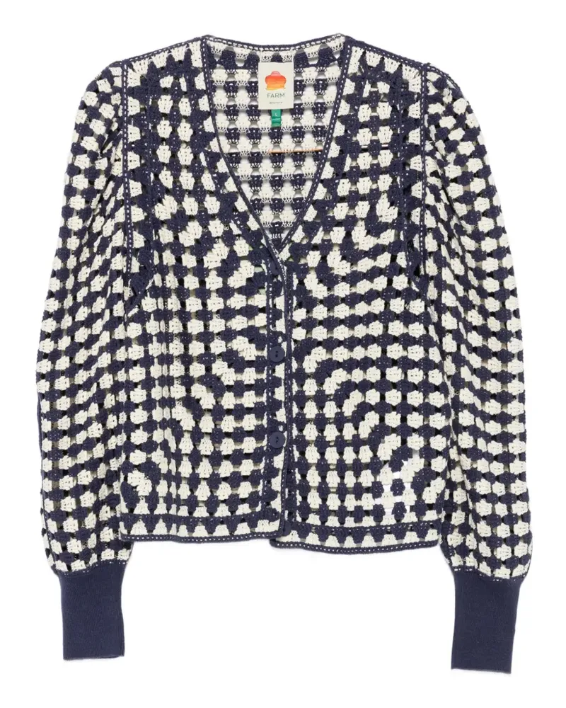 FARM Rio Gehäkelter Cardigan - Blau Blau