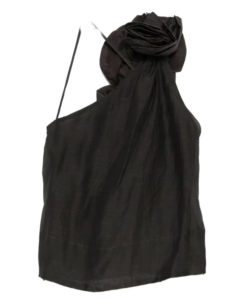 Mes Demoiselles rose-embellished one-shoulder top - Schwarz Schwarz