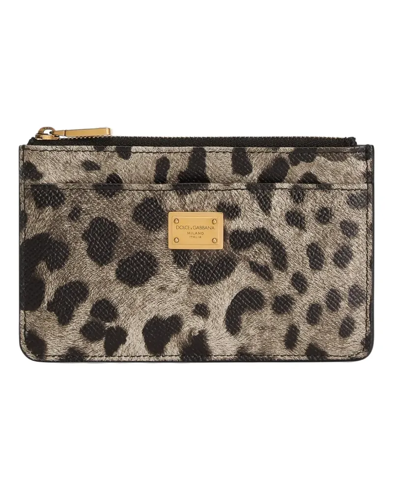 Dolce & Gabbana leopard-print plaque wallet - Braun Braun